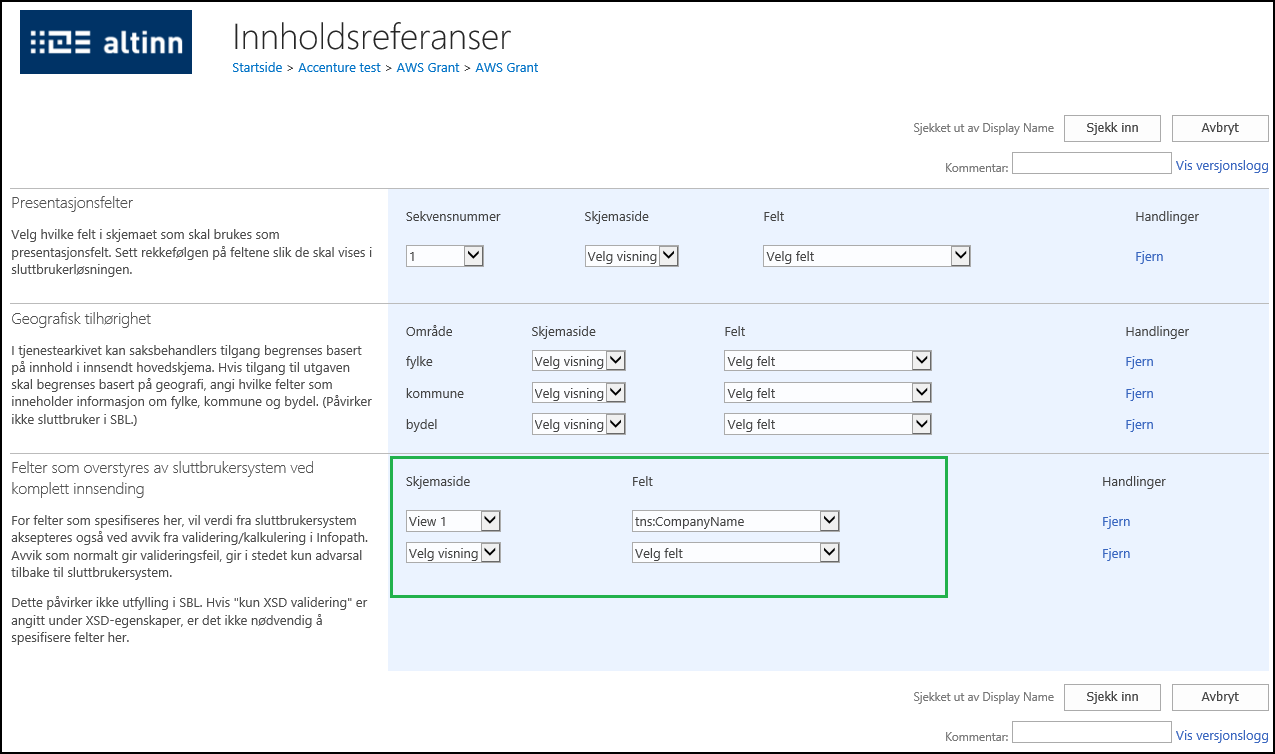 Innsending :: Altinn digitalisering - Utvikling