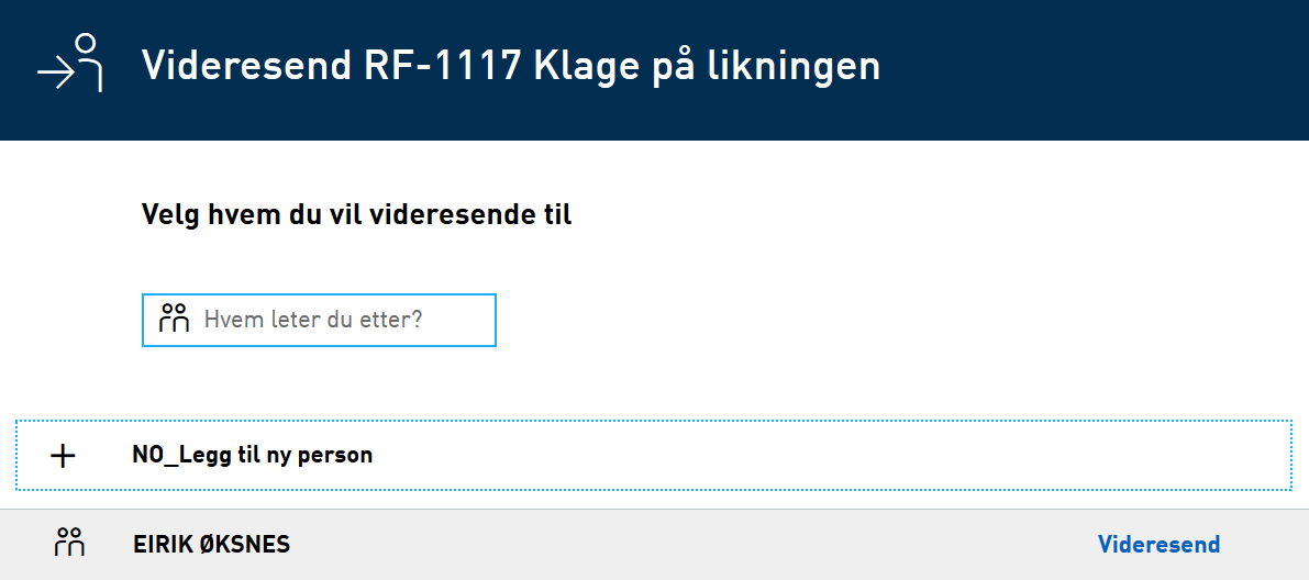 Velg hvem som skal motta varsel Velg hvem som skal motta varsel