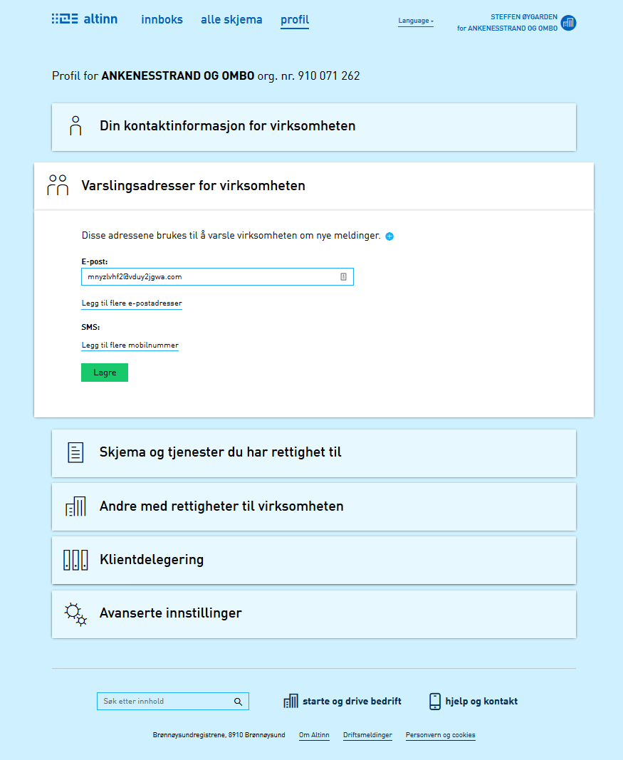 Oppdater varslingsinformasjon i profil Oppdater varslingsinformasjon i profil