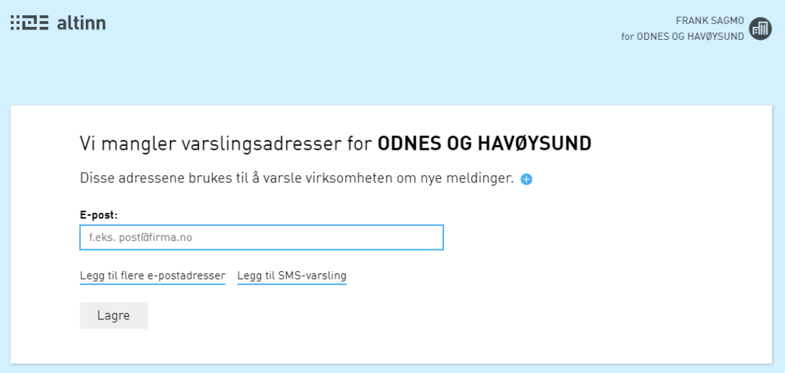 Registrer varslingsinformarsjon